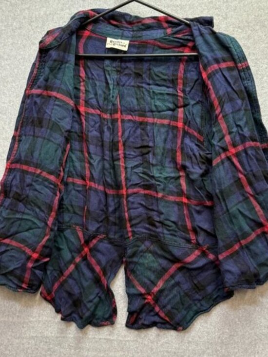 HESTER & ORCHARD Purple/Green Buffalo Plaid Shirt 3/4 Sleeves Womens Sz S - Picture 2 of 6